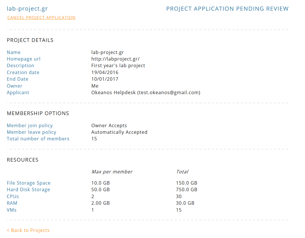 userguide project_application_cancel